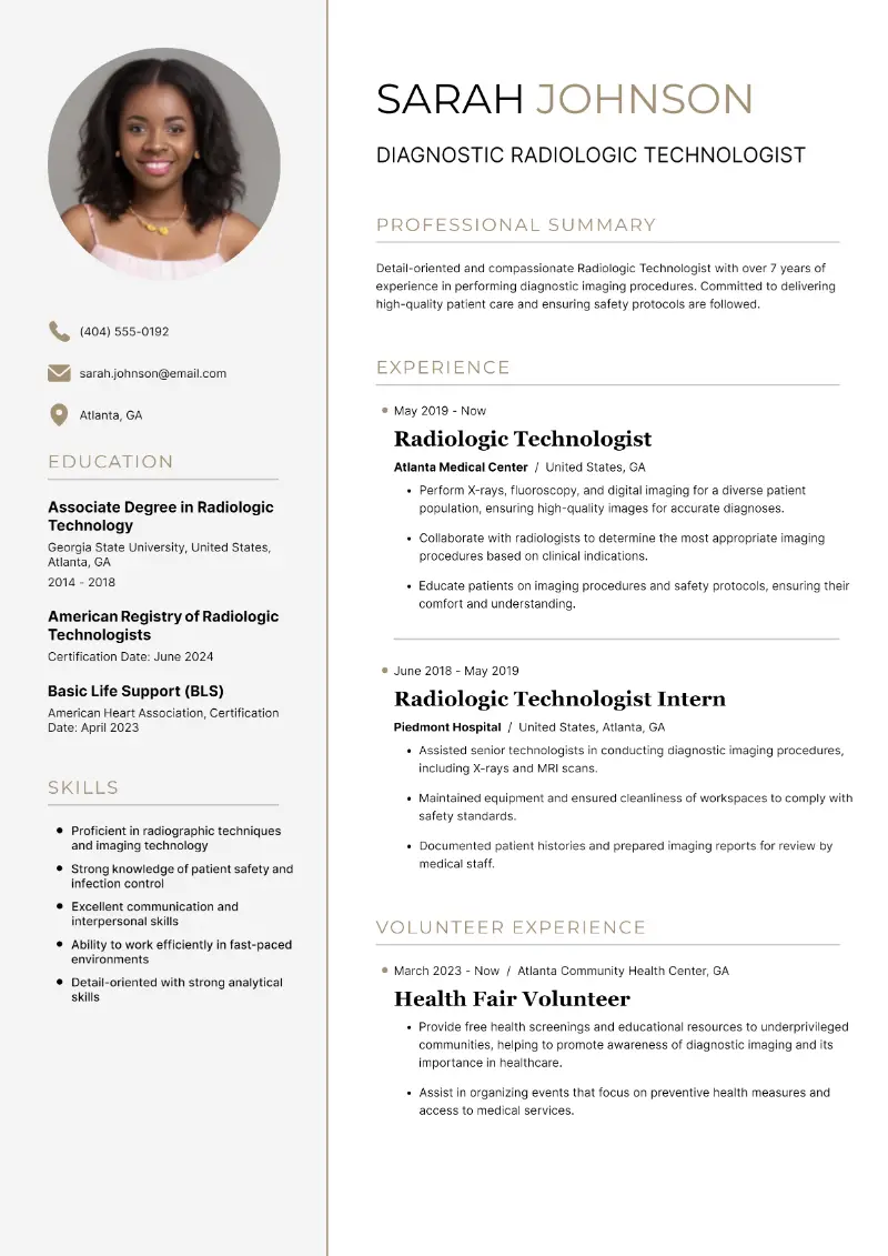 3 Radiologic Technologist Resume Examples and Templates