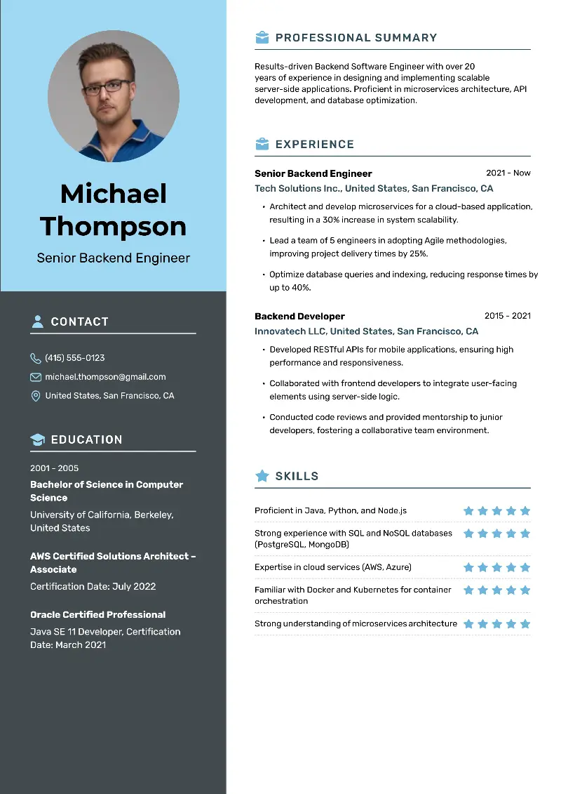 5 Best Senior Software Engineer Resume Examples for 2025