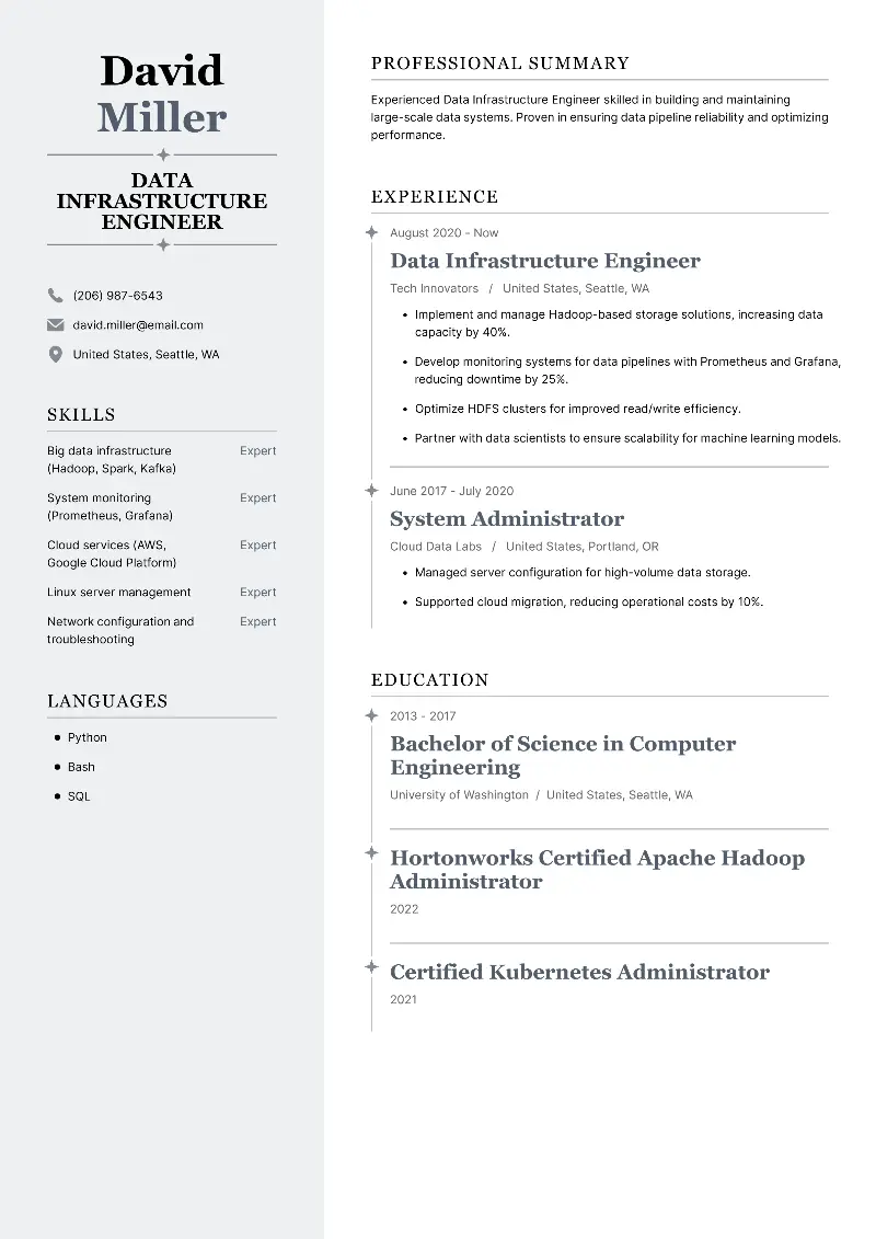 Data Infrastructure Engineer Resume