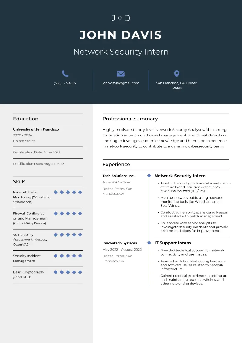 4 Entry-Level Cyber Security Resume Examples for 2025