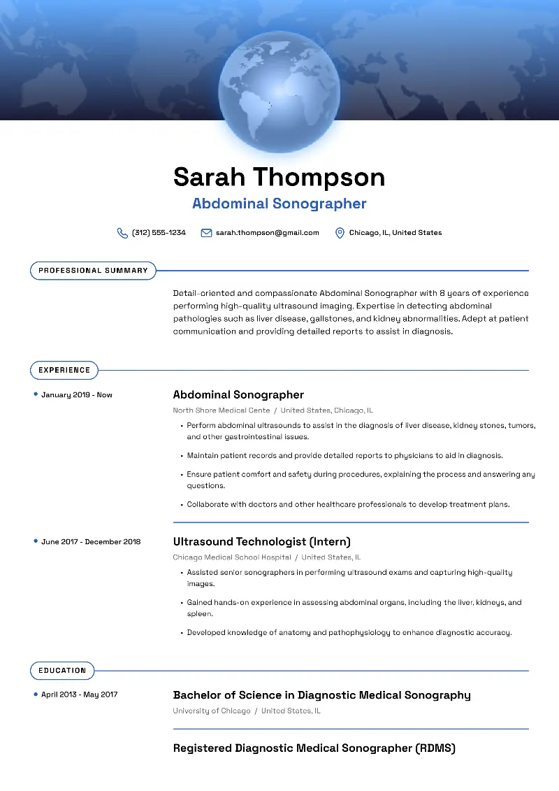 Diagnostic Medical Sonographer Resume Examples for 2025