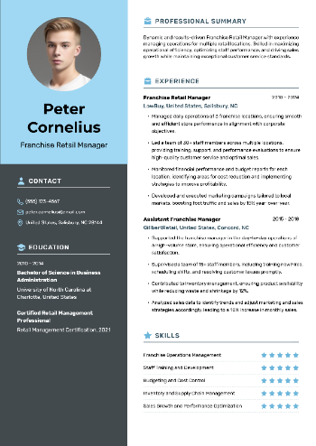 Franchise Retail Manager Resume Franchise Retail Manager Resume