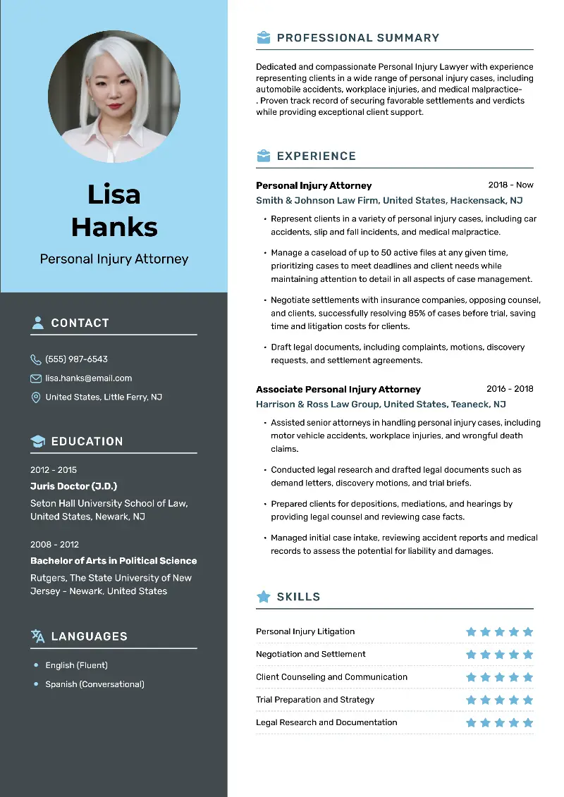 Personal Injury Attorney Resume Personal Injury Attorney Resume