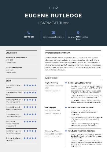 LSAT/MCAT Tutor Resume