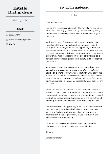 Make Up Artist Cover Letter Make Up Artist Cover Letter