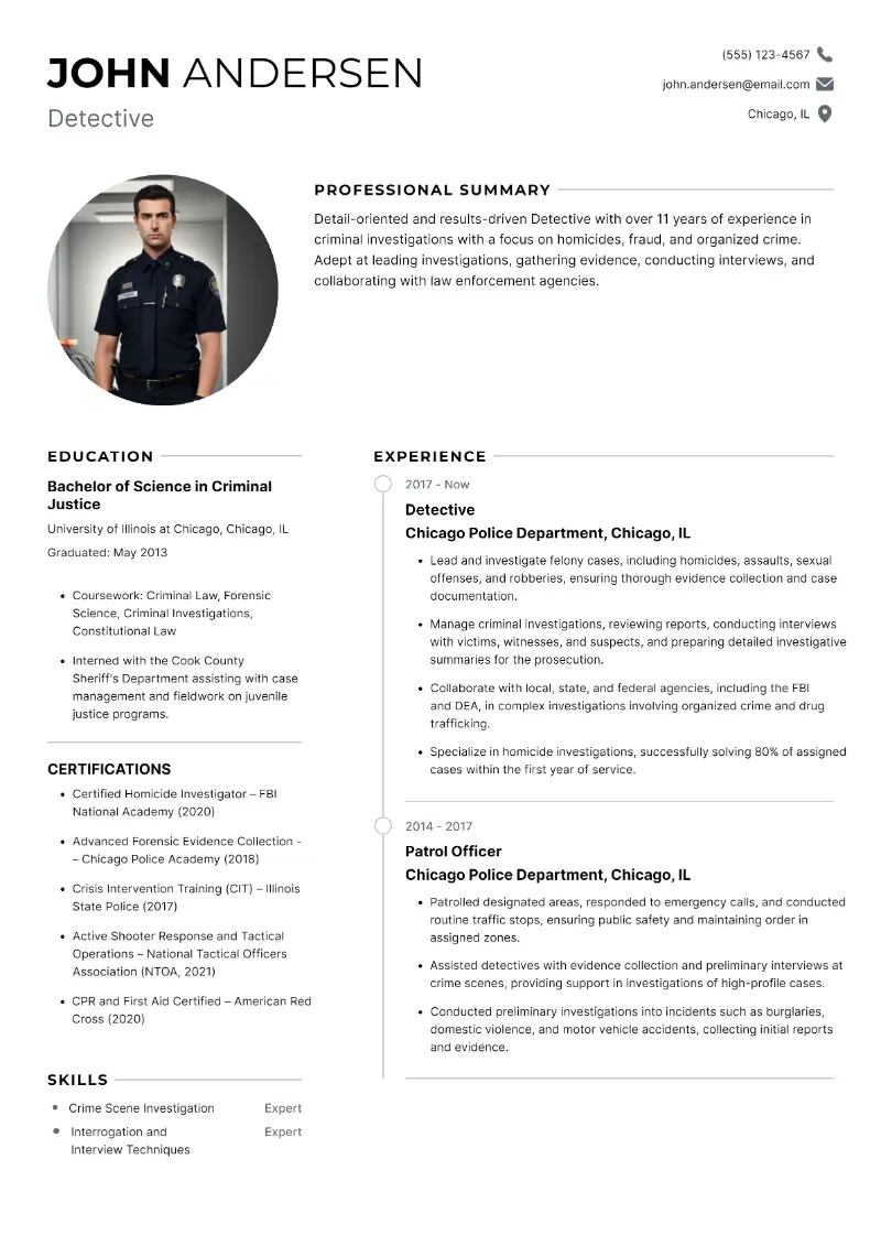 Detective Resume Detective Resume