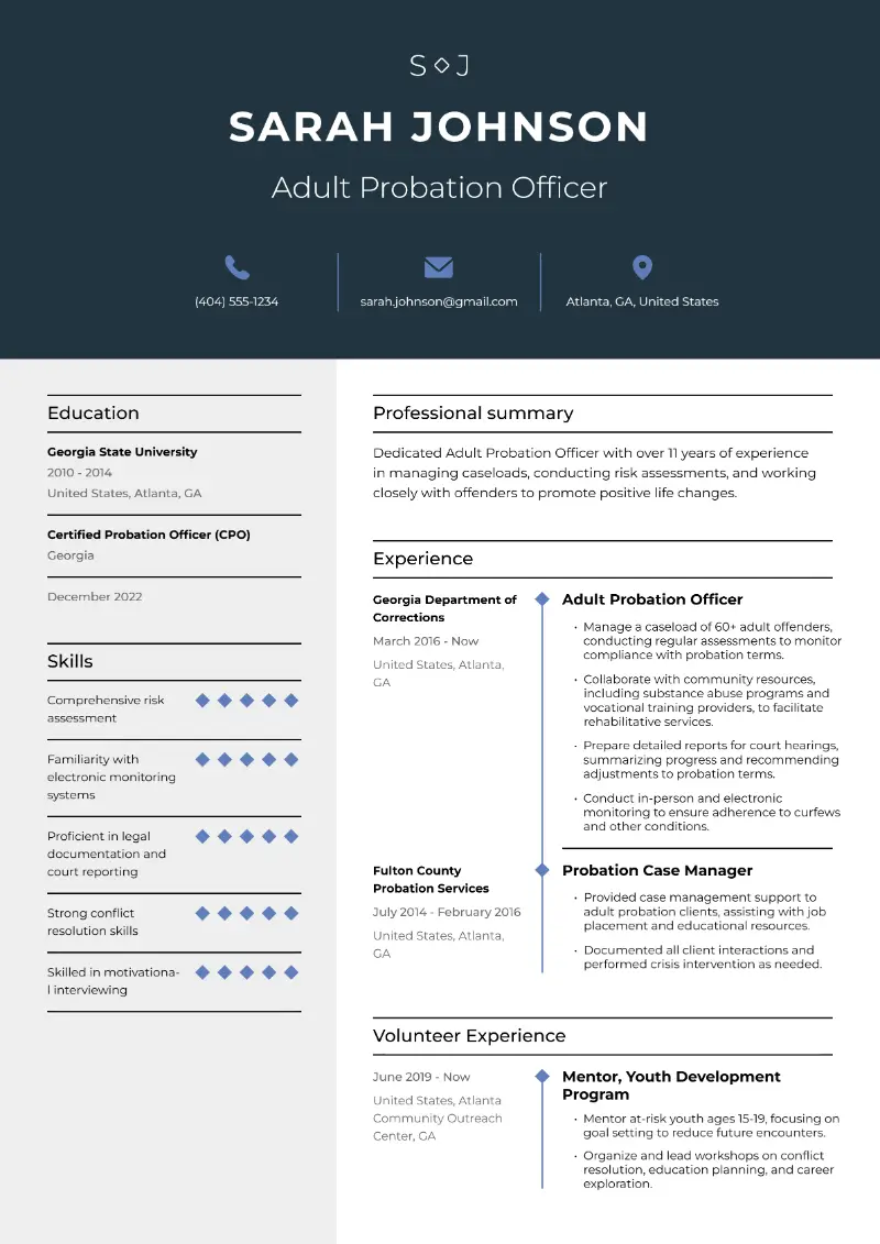 3 Successful Probation Officer Resume Examples for 2025