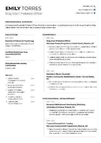 Drug Court Probation Officer Resume Drug Court Probation Officer Resume