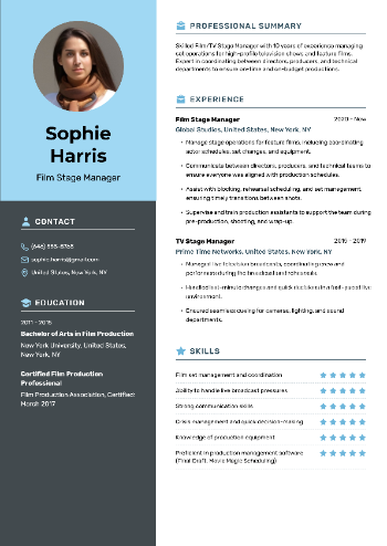 Film Stage Manager Resume Film Stage Manager Resume