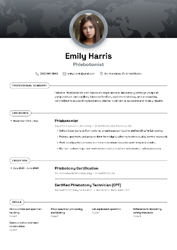 Phlebotomist  Resume