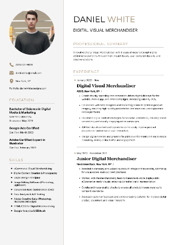 Digital Visual Merchandiser Resume