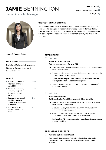 Junior Portfolio Manager Resume Junior Portfolio Manager Resume