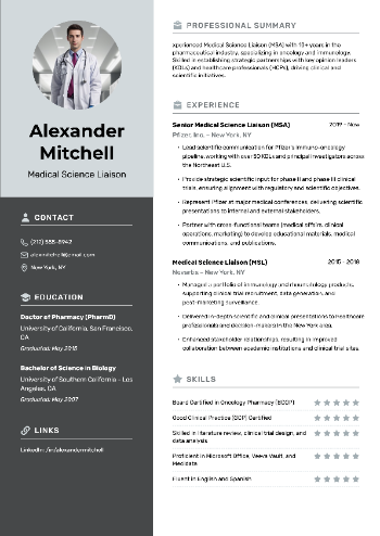 Medical Science Liaison CV Example
