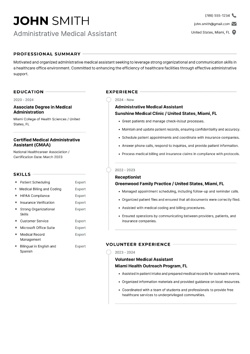 Entry-Level Medical Assistant Resume Examples for 2025