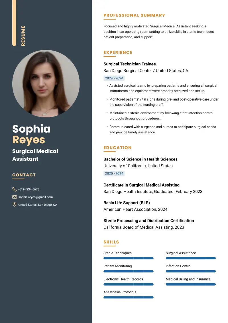 Surgical Medical Assistant Resume