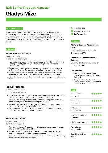 B2B Senior Product Manager Resume B2B Senior Product Manager Resume