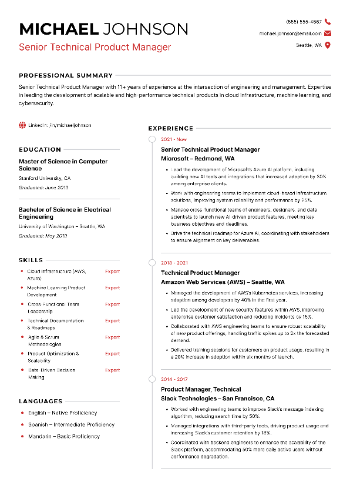 Senior Technical Product Manager Resume Senior Technical Product Manager Resume