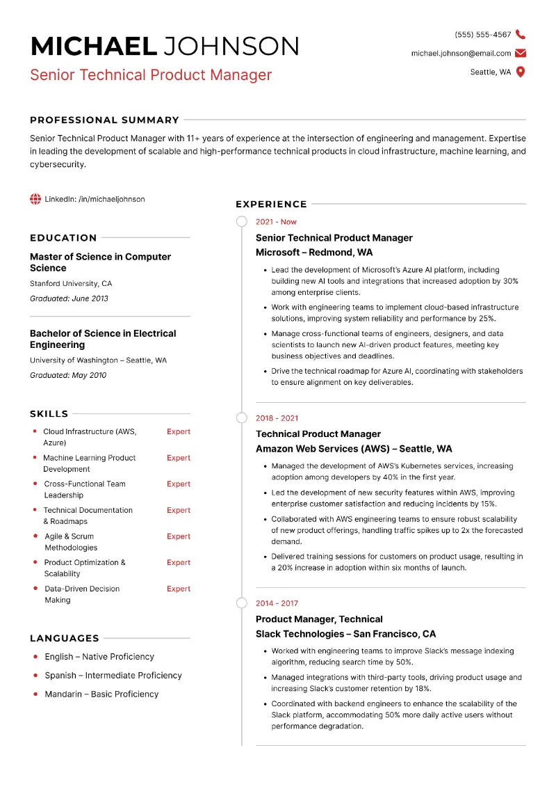 Senior Technical Product Manager Resume Senior Technical Product Manager Resume