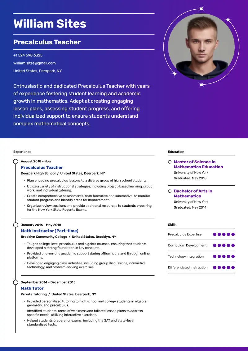 Precalculus Teacher Resume Precalculus Teacher Resume