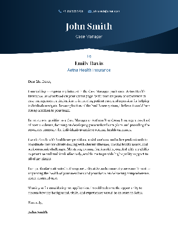 Case Manager Cover Letter Sample Case Manager Cover Letter Sample