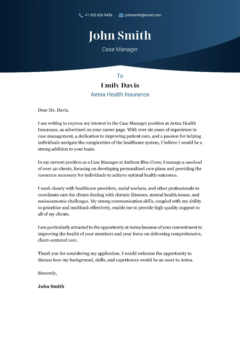 Case Manager Cover Letter Case Manager Cover Letter