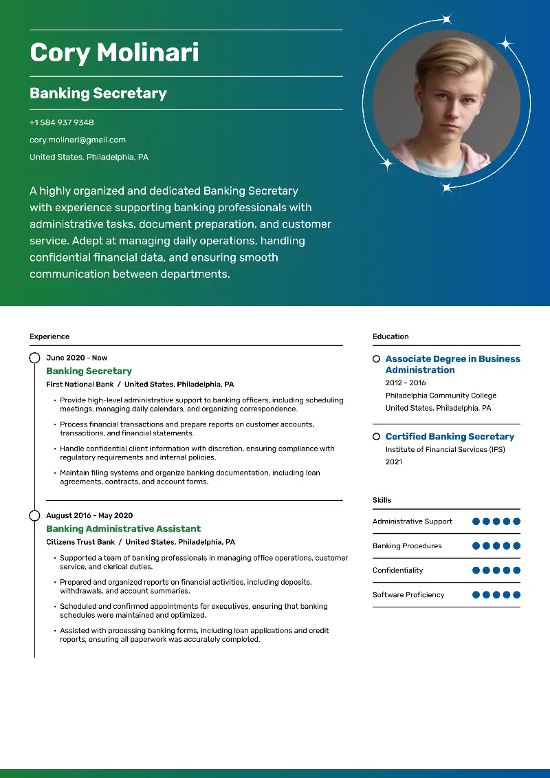 Banking Secretary Resume Banking Secretary Resume