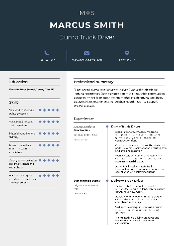 Dump Truck Driver Resume