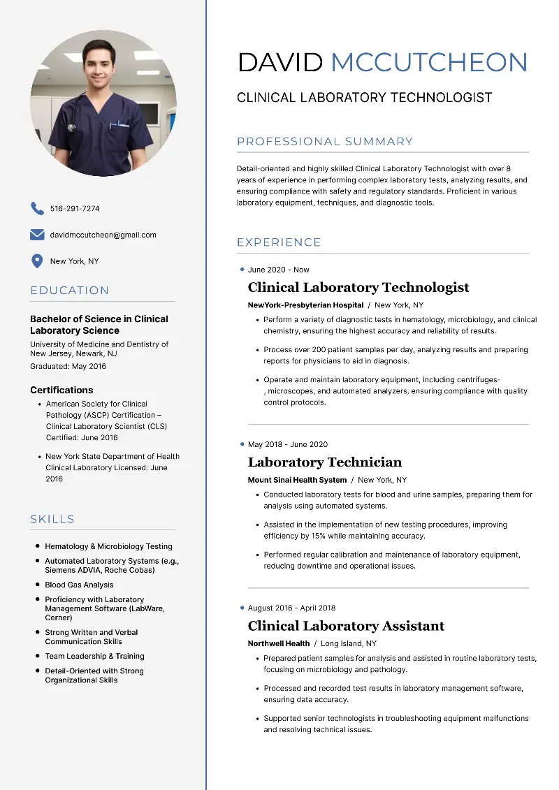 Clinical Laboratory Technologist Resume Clinical Laboratory Technologist Resume
