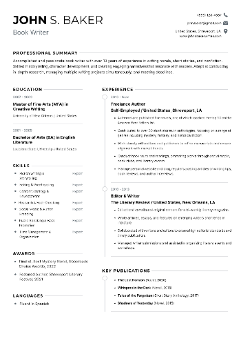 Book Writer Resume Book Writer Resume