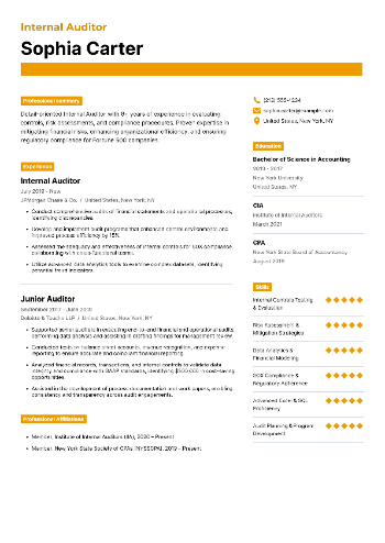 Internal Auditor  Resume