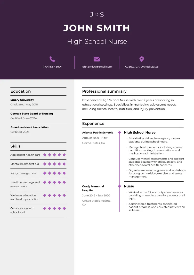 High School Nurse Resume High School Nurse Resume