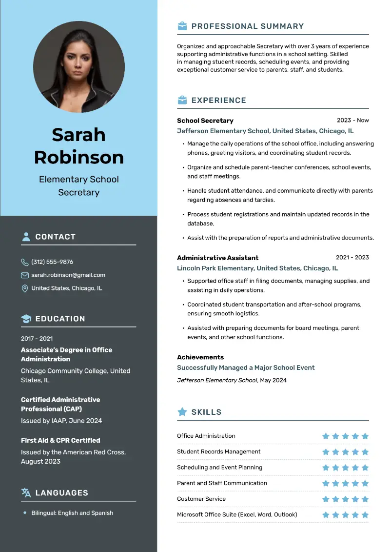 Successful School Secretary Resume Examples for 2025