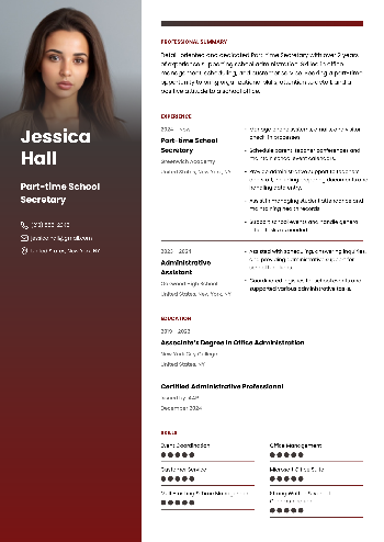 Part-time School Secretary Resume Part-time School Secretary Resume