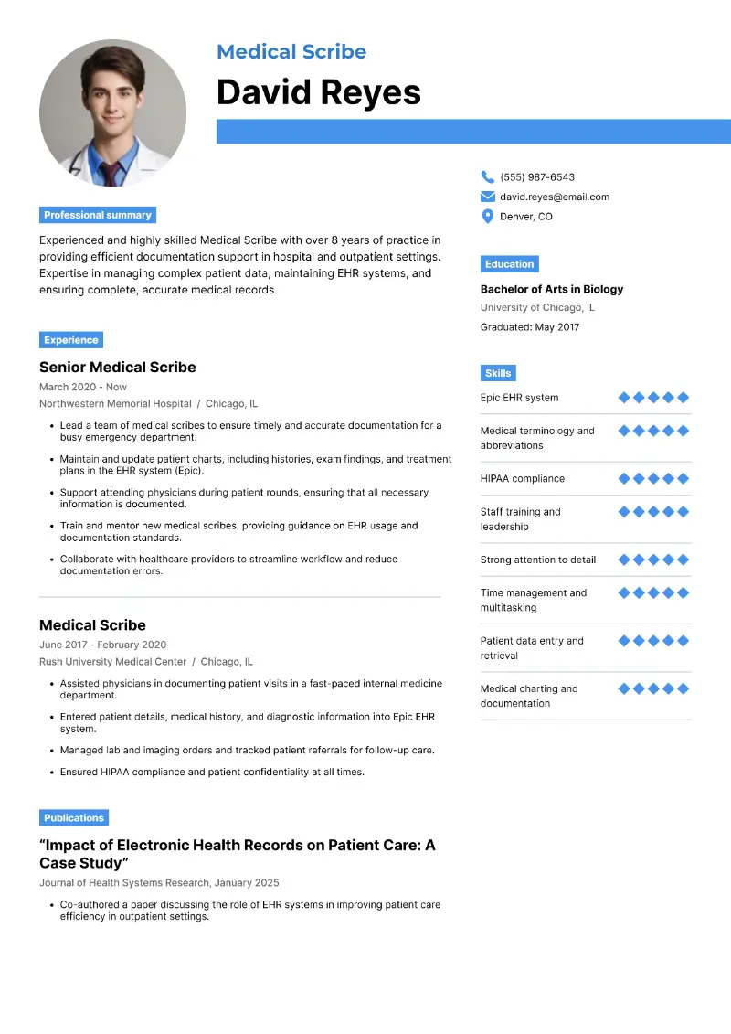Medical Scribe Resume