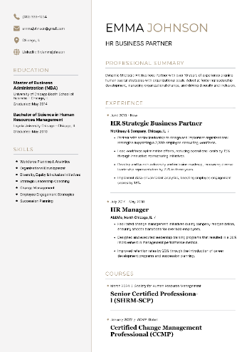 HR Business Partner Resume HR Business Partner Resume