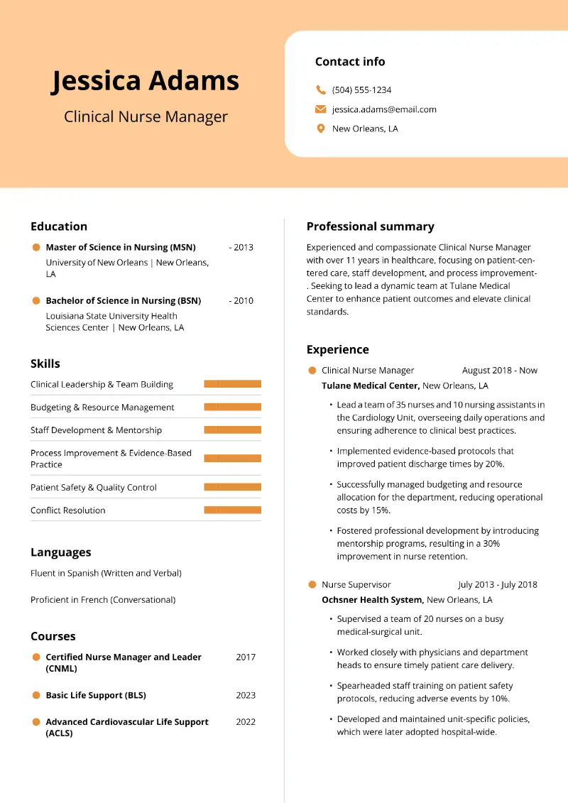 Nurse Manager Resume Examples and Templates for 2025