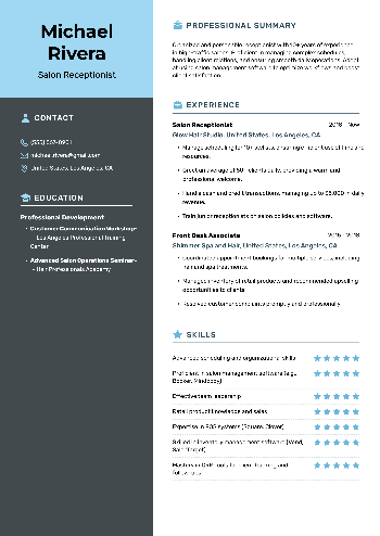 Salon Receptionist Resume Salon Receptionist Resume