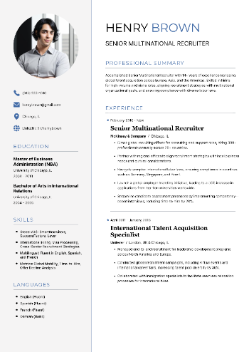 Senior Multinational Recruiter Resume