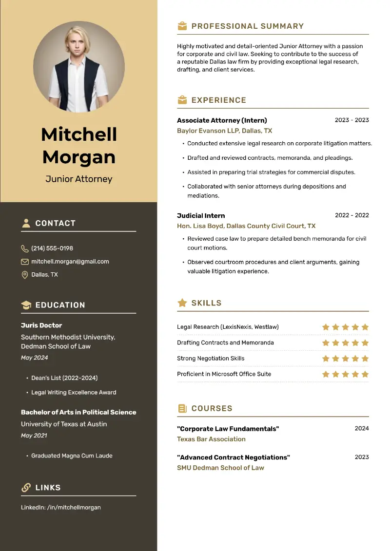 Junior Lawyer Resume Examples and Skills for 2025