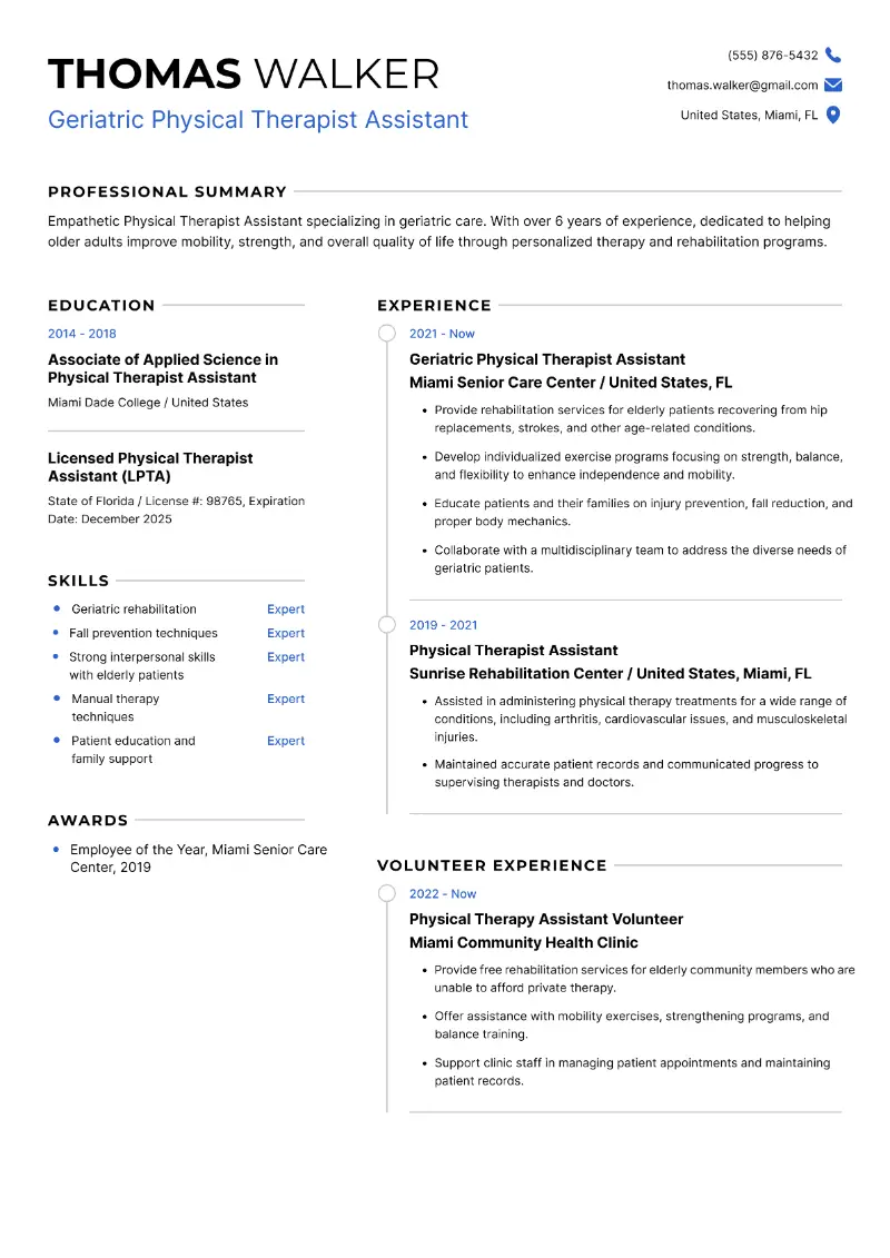 Geriatric Physical Therapist Assistant Resume Geriatric Physical Therapist Assistant Resume