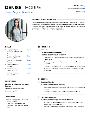 Junior Angular Developer Resume