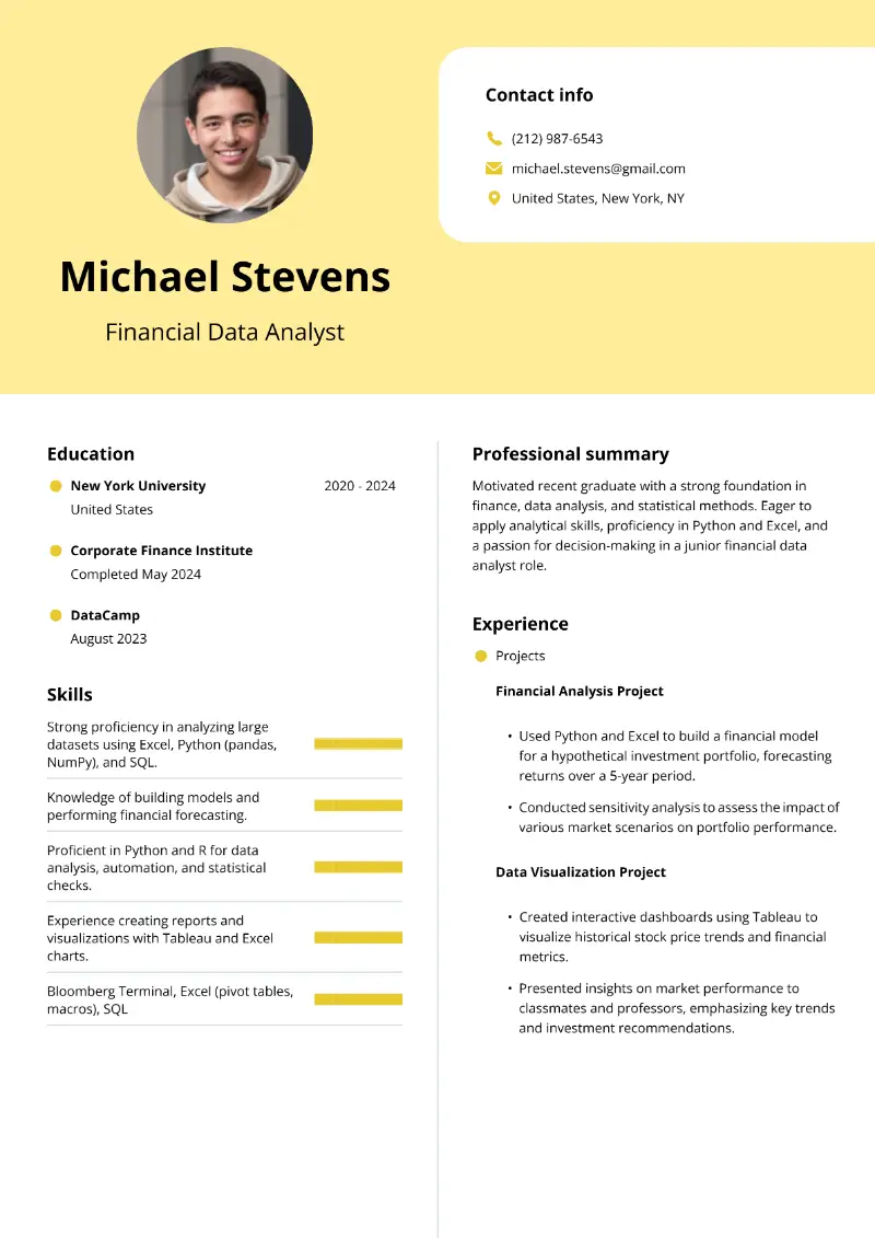 Financial Data Analyst Resume Financial Data Analyst Resume
