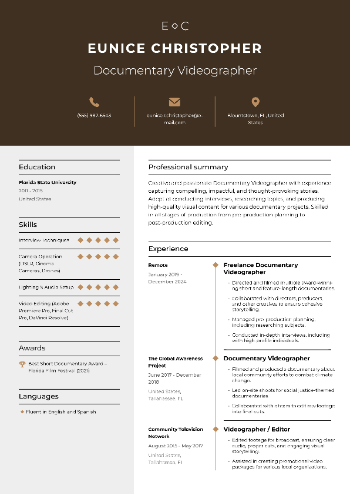 Documentary Videographer Resume Documentary Videographer Resume