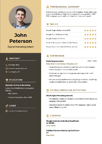 Digital Marketing Intern Resume Digital Marketing Intern Resume