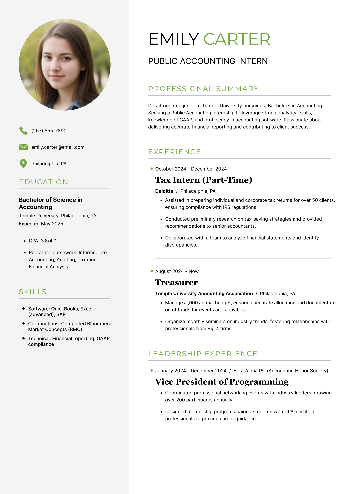 Public Accounting Intern Resume Public Accounting Intern Resume