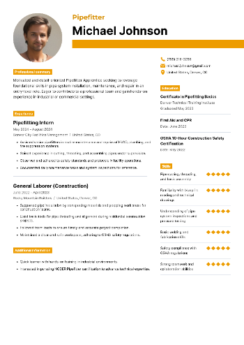 Pipefitter Resume