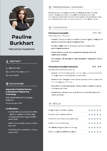 Mechanical Assembler Resume Sample