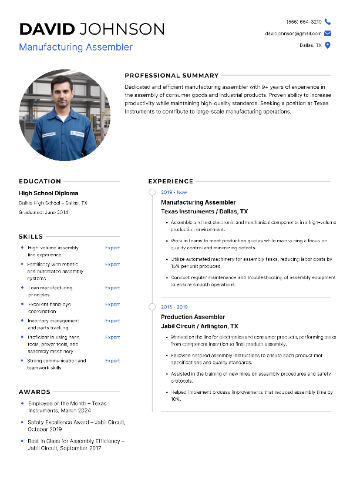 Manufacturing Assembler Resume Manufacturing Assembler Resume