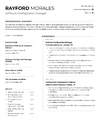 Software Configuration Manager Resume Software Configuration Manager Resume