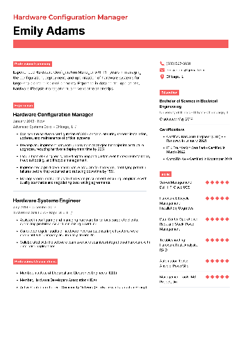 Hardware Configuration Manager Resume Hardware Configuration Manager Resume